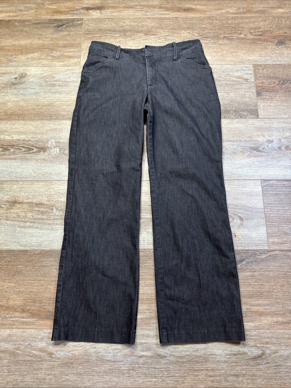 Women’s Natural Straight-Leg Jeans in Charcoal size 12 “just below the waist”